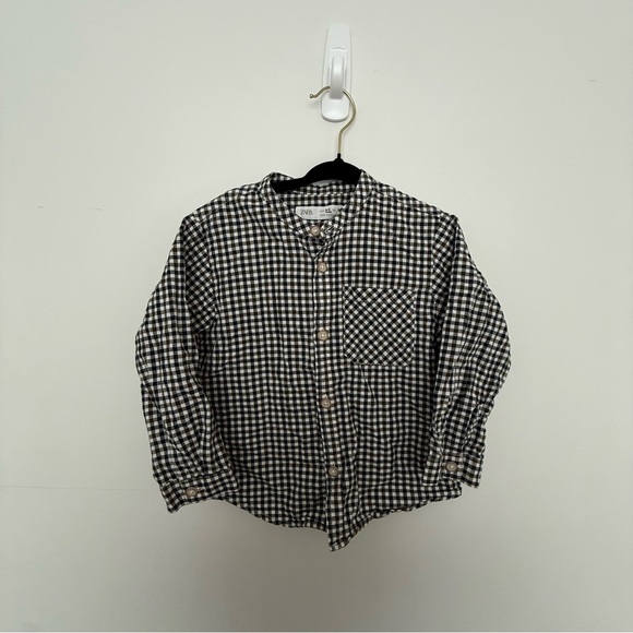 Zara Other - Zara Kids Checkered Shirt - Olive and dark Blue and White 2-3T